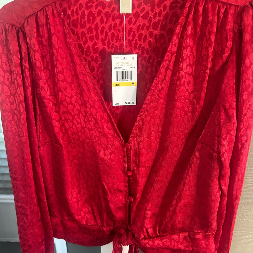 Michael Kors Crimson Animal Print Blouse! NWT! Perfect for Christmas!